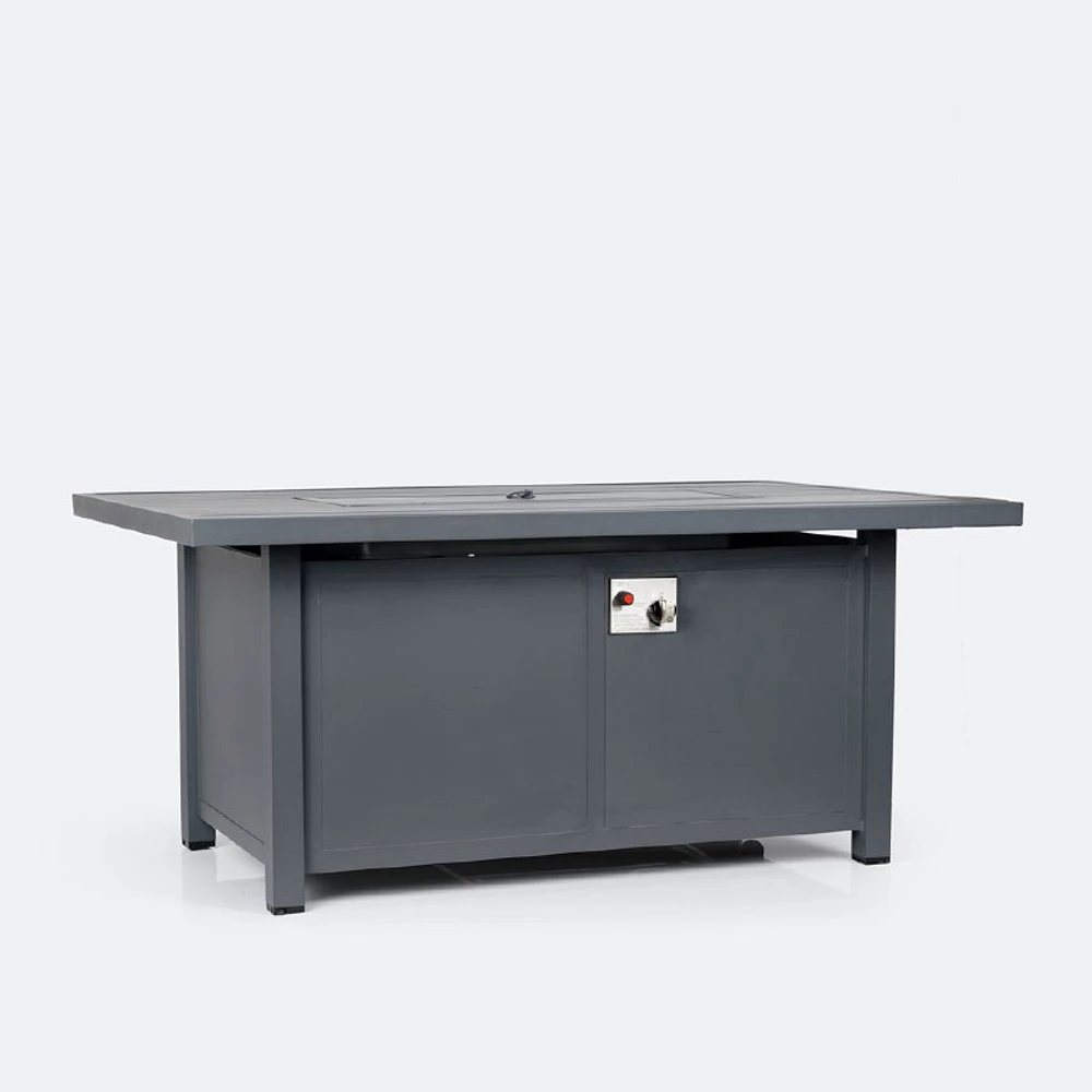 Shoreline 36"x56" Rectangular Firepit Table - Dark Grey