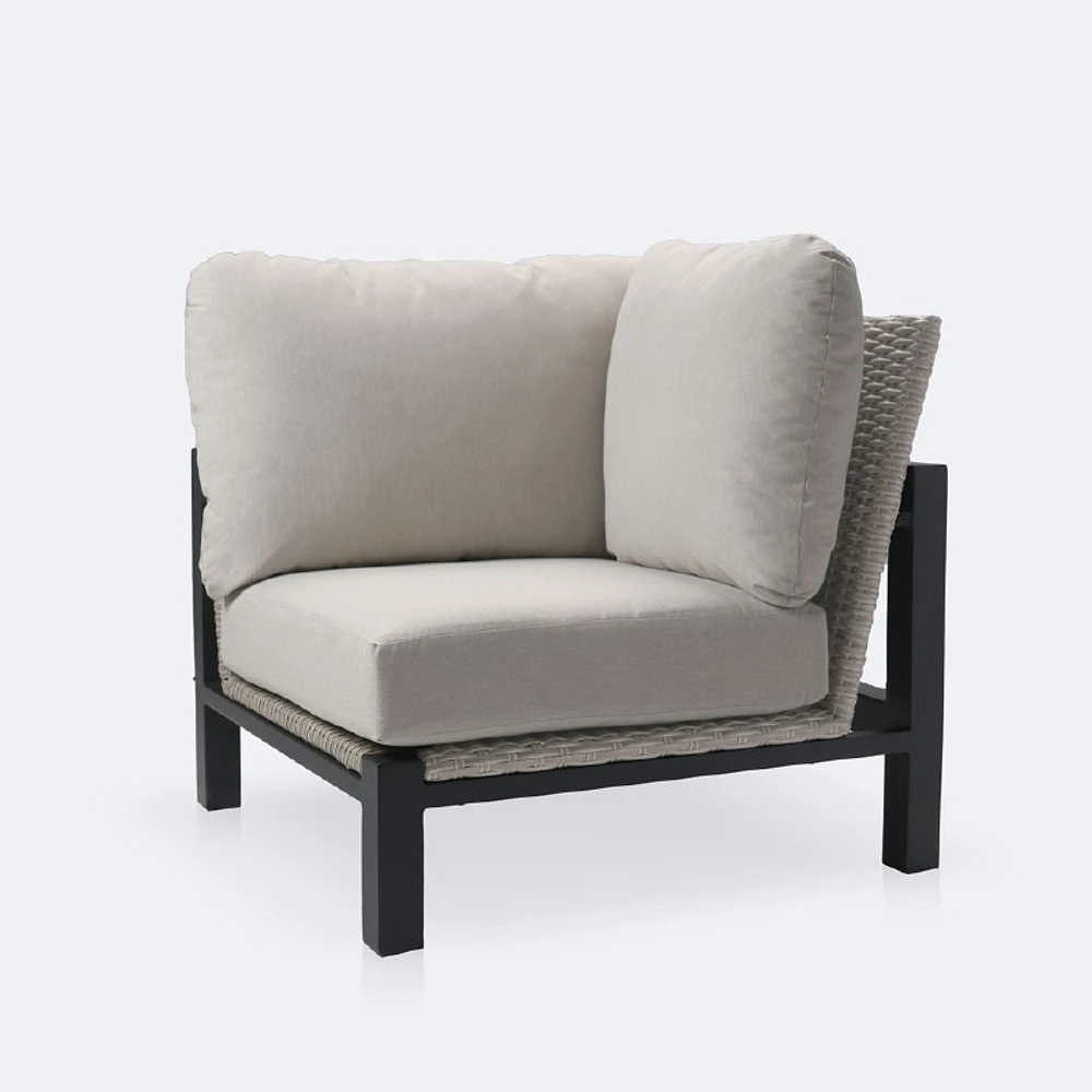 Troy Corner Chair - Black Frame - Beige Cushions