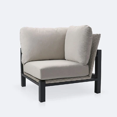 Troy Corner Chair - Black Frame - Beige Cushions