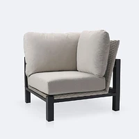 Troy Corner Chair - Black Frame - Beige Cushions