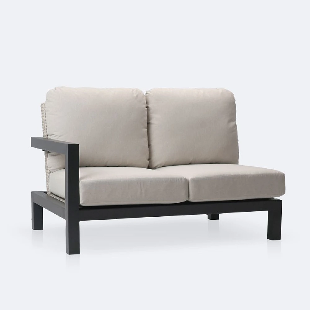 Troy Left Hand Facing Loveseat- Black Frame - Beige Cushions