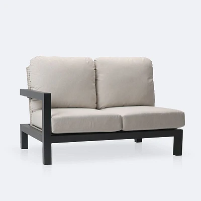 Troy Left Hand Facing Loveseat- Black Frame - Beige Cushions