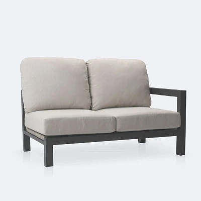 Troy Right Hand Facing Loveseat- Black Frame - Beige Cushions