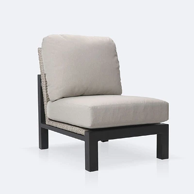 Troy Side Chair- Black Frame - Beige Cushions