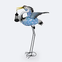 Metal Garden Crane With Solar Lights