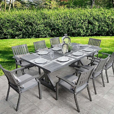 Belvedere Dining Set - 8 Seat -Brushed Grey