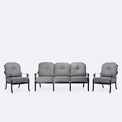 Blanca Sofa Conversation Set – Black Tippet Frame – Dark Grey Cushions