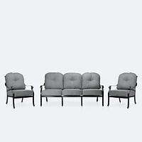Blanca Sofa Conversation Set – Black Tippet Frame – Dark Grey Cushions