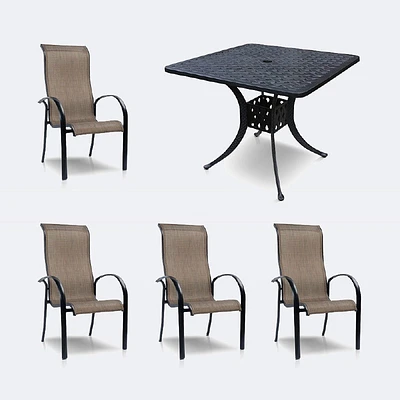 Carlo with Weave Dining Set - 4 Seats - Black Tippet