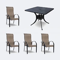Carlo with Weave Dining Set - 4 Seats - Black Tippet