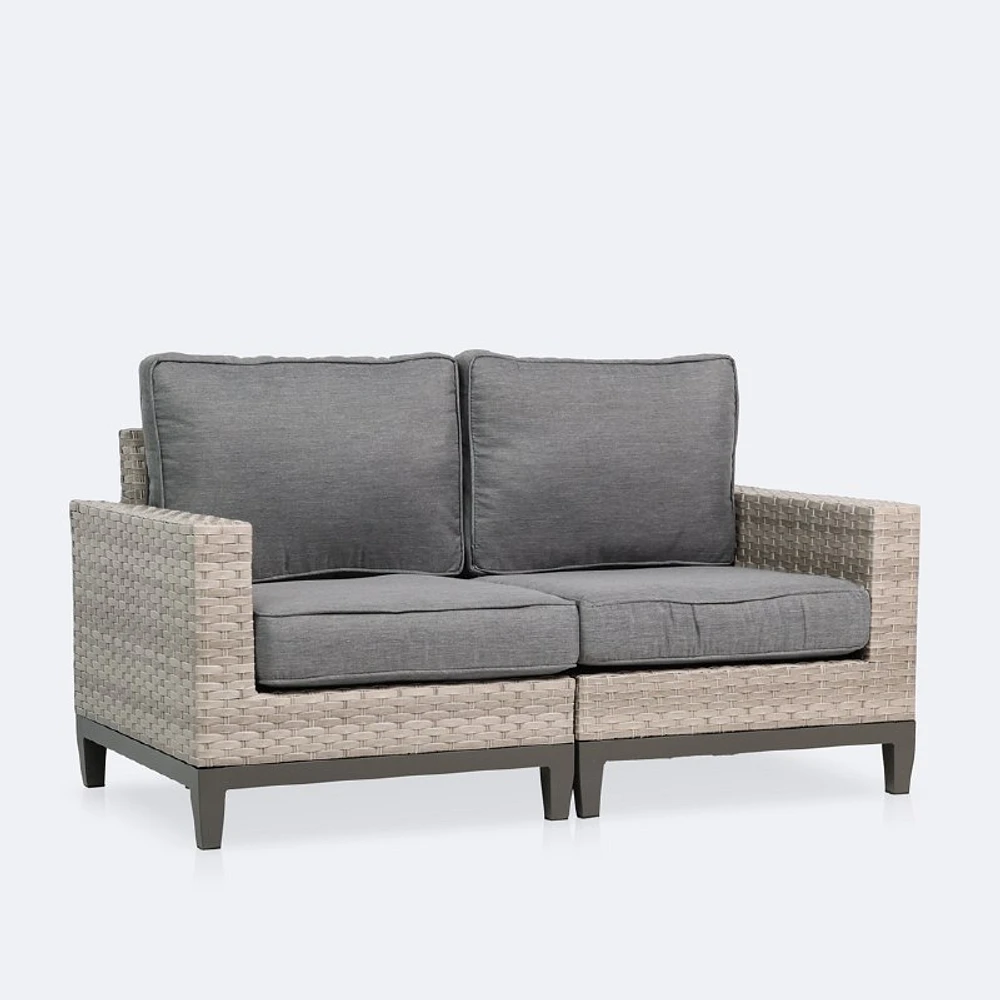 Catalina Loveseat- Taupe/Grey Wicker-Grey Cushions