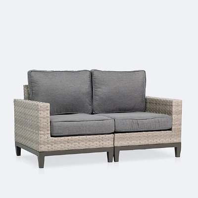 Catalina Loveseat- Taupe/Grey Wicker-Grey Cushions