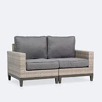 Catalina Loveseat- Taupe/Grey Wicker-Grey Cushions