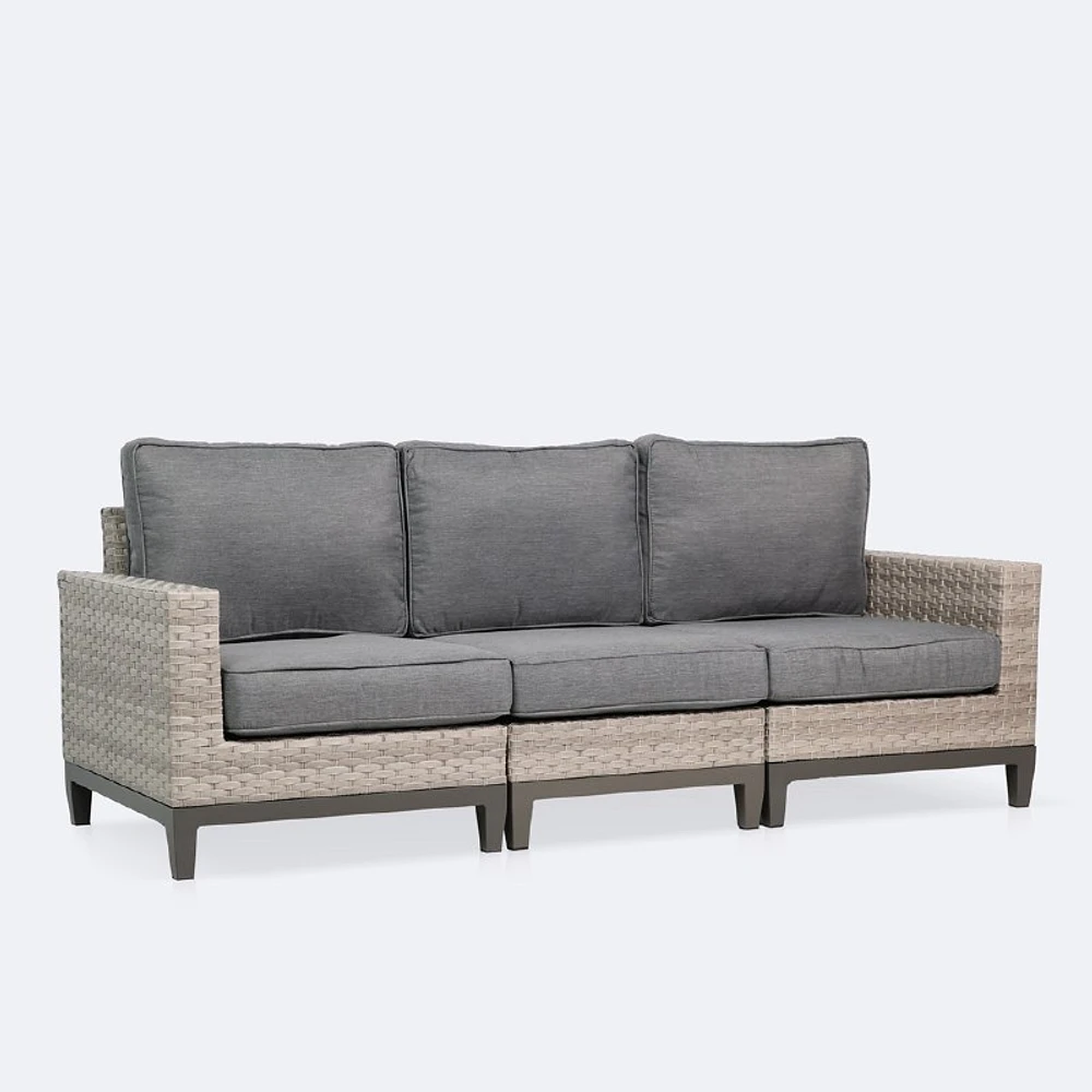 Catalina Sofa - Taupe/Grey Wicker-Grey Cushions