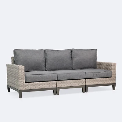 Catalina Sofa - Taupe/Grey Wicker-Grey Cushions