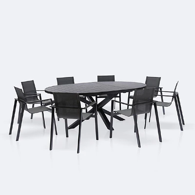 Darwin - Holland Dining Set - 8 Seat - Black