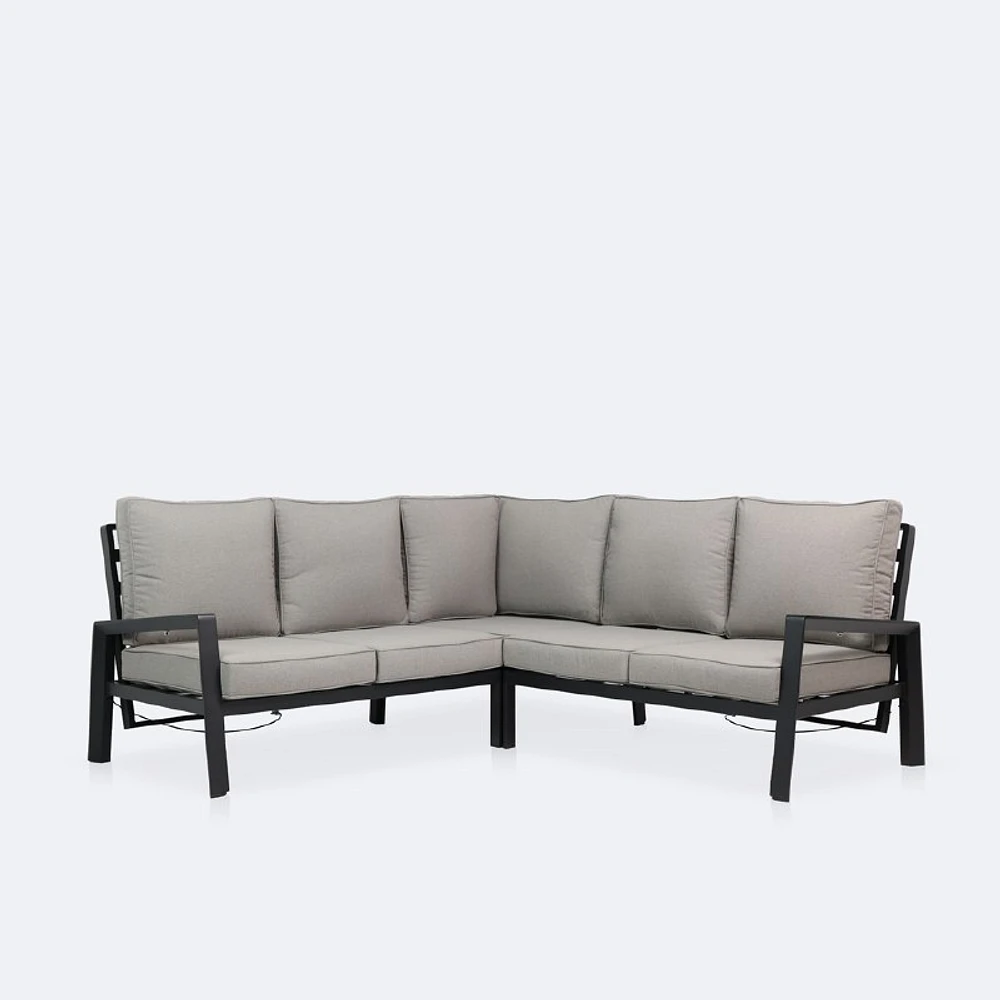 Elloise Reclining Sectional - Black Frame, Grey Clay Cushions