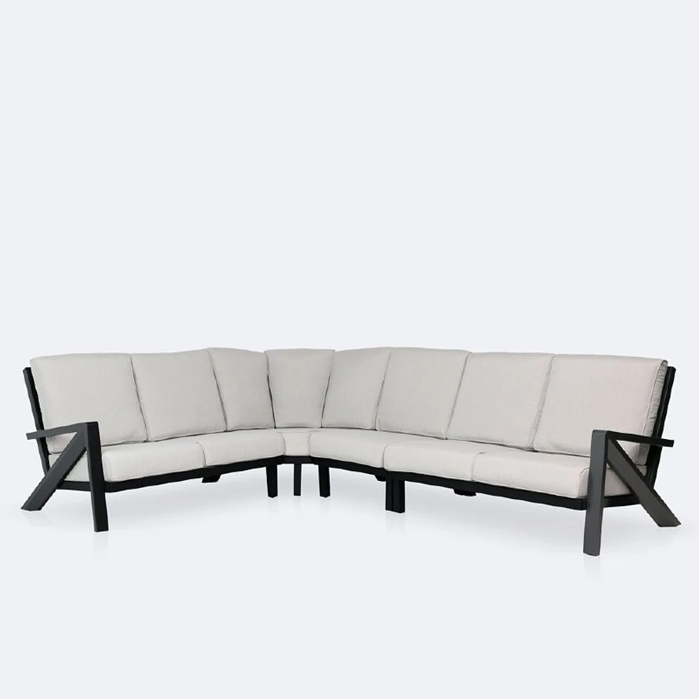Eros L Shaped Sectional - Black Frame, Sand Cushions