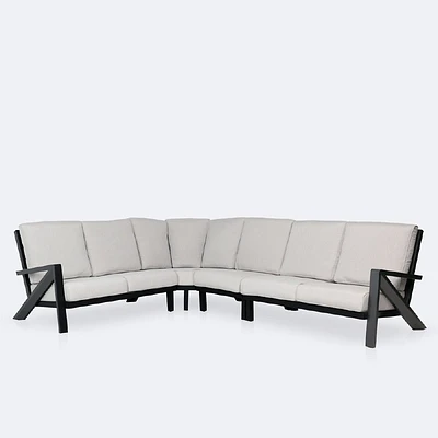 Eros L Shaped Sectional - Black Frame, Sand Cushions