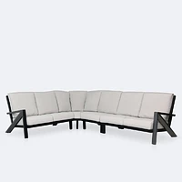 Eros L Shaped Sectional - Black Frame, Sand Cushions