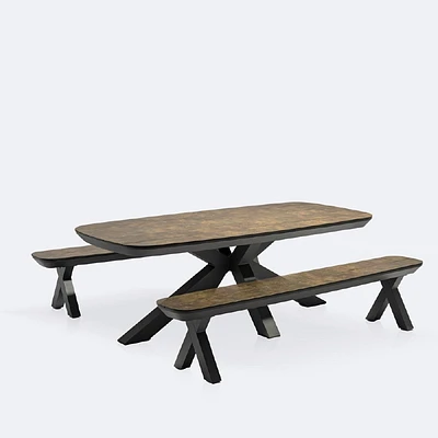 Ethan Dining Set with Benches- Black