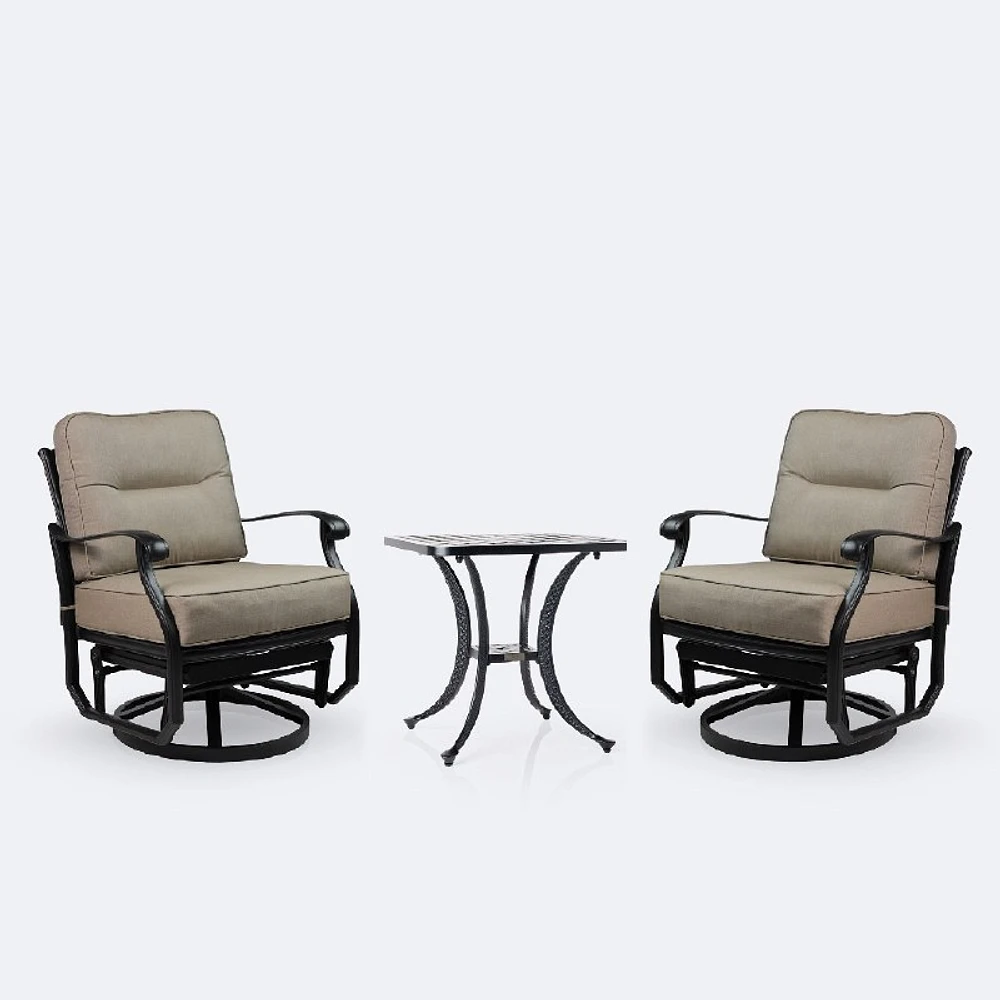Ivy Swivel Club Chair Set - Black Tippet Frame – Taupe Cushions