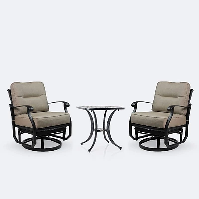 Ivy Swivel Club Chair Set - Black Tippet Frame – Taupe Cushions