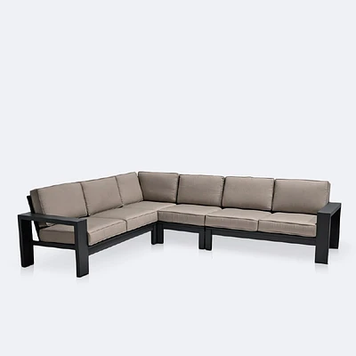 Shoreline L-Shape Sectional - Black Frame, Cast Shale Cushions
