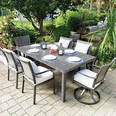 Sunnyvale Dining Set - 6 Chairs - Brushed Grey