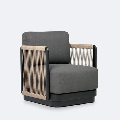 Tova Club Chair - Black Frame, Ash Gray Cushions