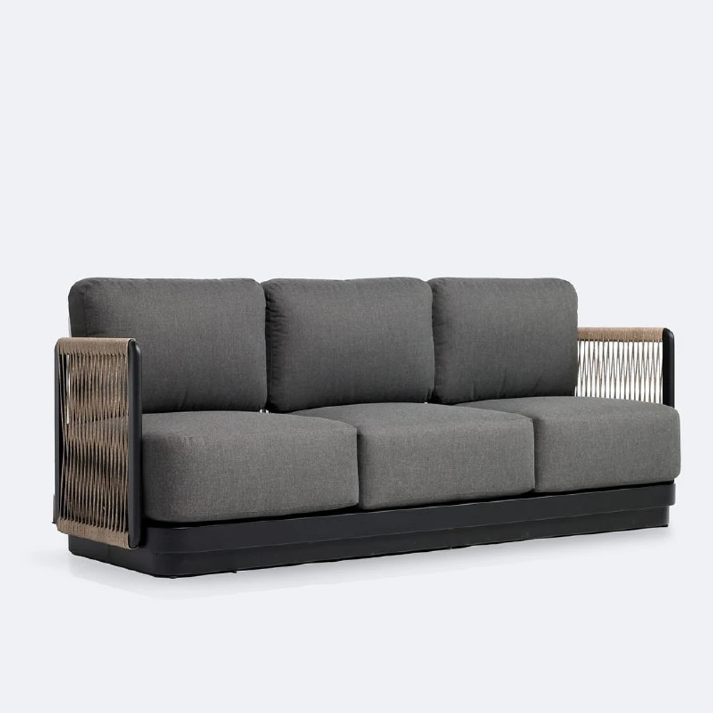 Tova Sofa - Black Frame, Ash Gray Cushions
