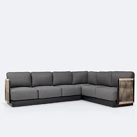Tova L- Shaped Sectional - Black Frame, Ash Gray Cushions