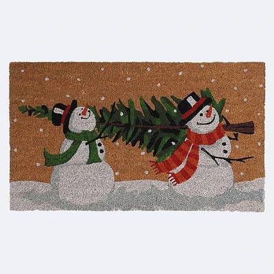 Coir Door Mat-Snowmen