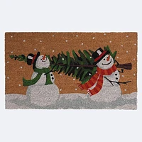 Coir Door Mat-Snowmen