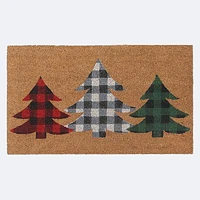 Coir Door Mat-Plaid Trees