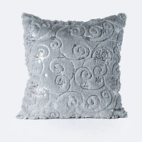 Furry Pillow-Silver Snowflakes