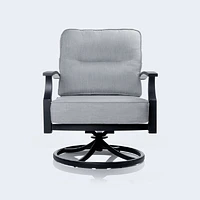 Belvedere Aluminum Swivel Club Chair - Black