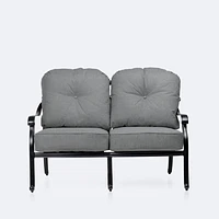 Blanca Loveseat – Black Tippet Frame – Dark Grey Cushions