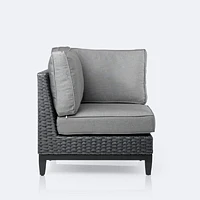 Carter Corner Chair - Black Wicker – Grey Cushions