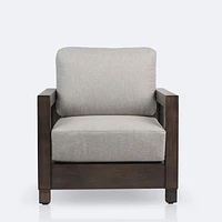 Denver Club Chair – Brushed Chocolate Frame - Tan Cushions