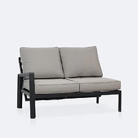 Elloise Left Hand Facing Reclining Loveseat- Black Frame, Grey Clay Cushions
