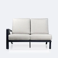 Eros Left Hand Facing Loveseat, Black Frame, Sand Cushions