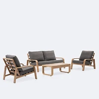 Harbour Conversation Set - Woodlook Frame - Dark Grey Cushions