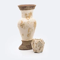 Ceramic Cream and Brown Vase