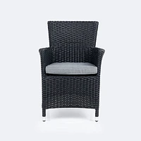 Metro Dining Chair w/ Cushion - Black Wicker