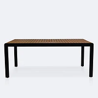 Napa Dining Table - Black Frame - Wood-look Slat Table Top