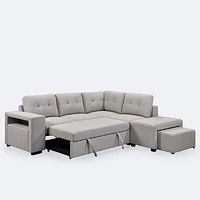 Optimo Storage Sectional With Pull Out Sleeper and Ottomans