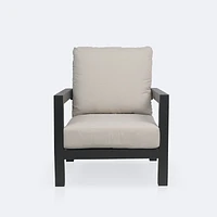 Troy Club Chair - Black Frame - Beige Cushions