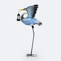 Metal Garden Crane With Solar Lights