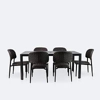Austin Dining Set - 6 Seats- Black/Brown